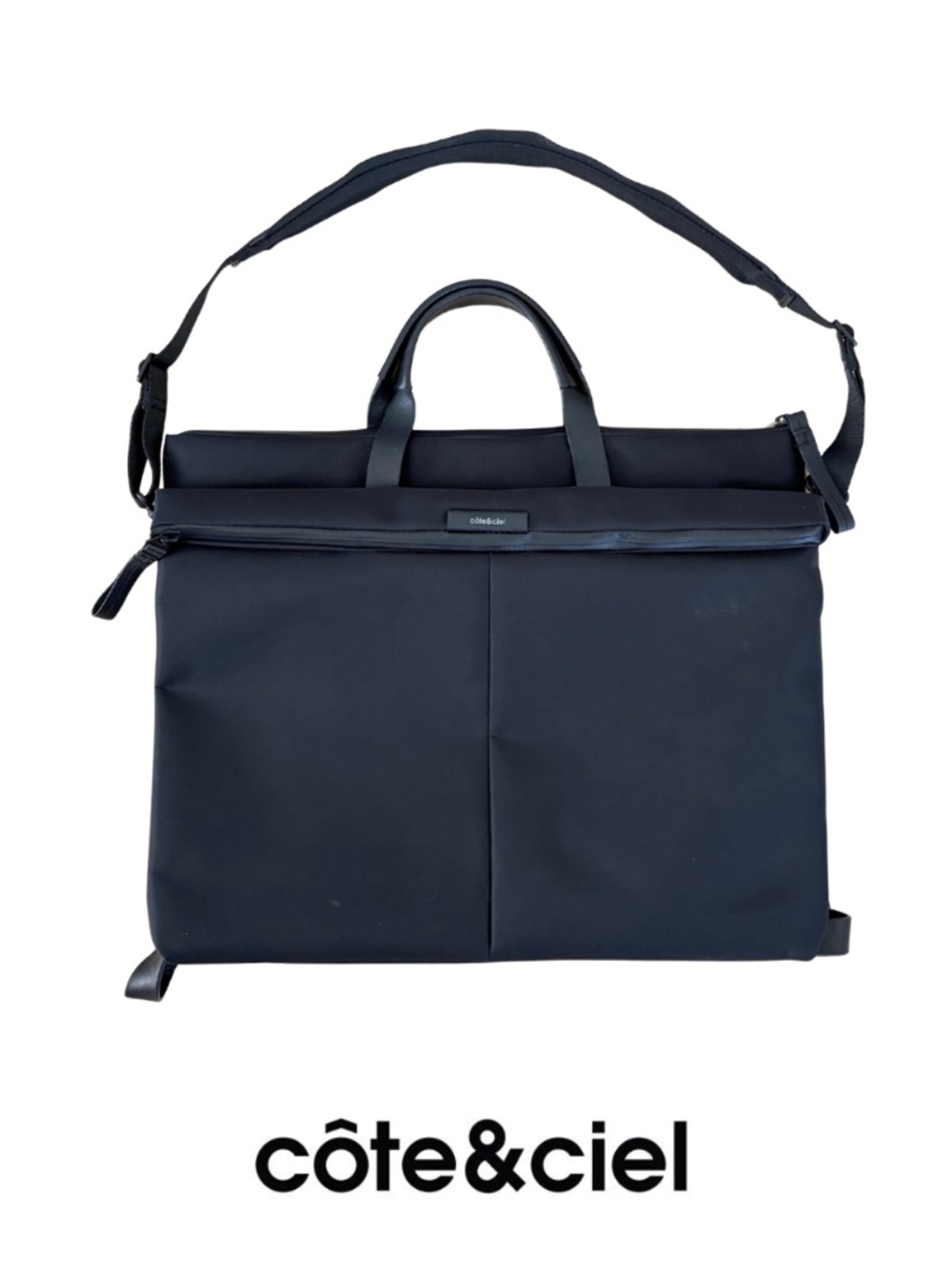 côte&ciel ORGA Convertible Messenger Bag — Black Nylon Briefcase Tote